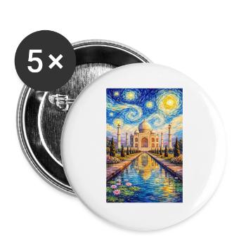 Taj Mahal Starry Night Impression - Buttons large 2.2''/56 mm (5-pack) - white - Front