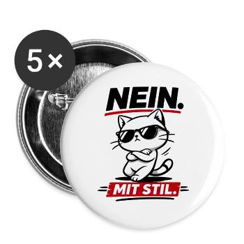 Coole Katze mit Stil lustig für Katzenfans - Buttons groß 56 mm (5er Pack) - Weiß - Vorne