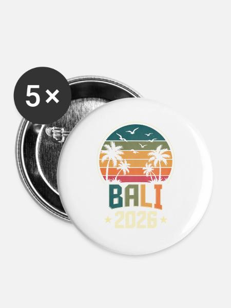 Bali 2026 - Buttons groß 56 mm (5er Pack) - Weiß