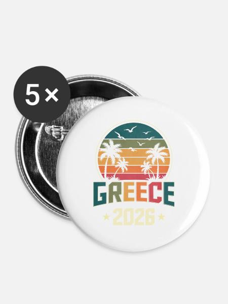 Greece 2026 - Buttons groß 56 mm (5er Pack) - Weiß