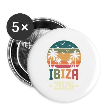 Ibiza 2026 - Buttons groß 56 mm (5er Pack) - Weiß - Vorne