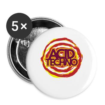 Acid Techno Neon Logo - Buttons large 2.2''/56 mm (5-pack) - white - Front