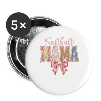 Softball Mama Coquette Léopard Bow - Lot de 5 grands badges (56 mm) - blanc - Devant