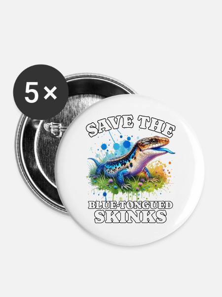 Save Blauzungenskink - Buttons groß 56 mm (5er Pack) - Weiß