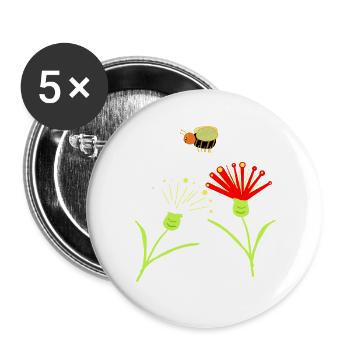 Bee Flower Flowers Children Insect - Buttons large 2.2''/56 mm (5-pack) - white - Front