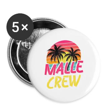 Malle Crew - Lot de 5 grands badges (56 mm) - blanc - Devant
