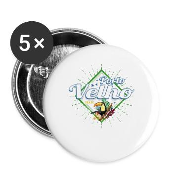 Porto Velho Rondonia Brasilien mit Vintage Tukan - Buttons groß 56 mm (5er Pack) - Weiß - Vorne