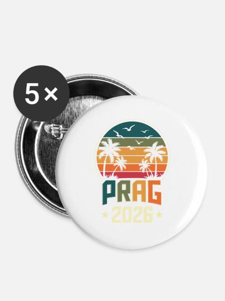 Prag 2026 - Buttons groß 56 mm (5er Pack) - Weiß