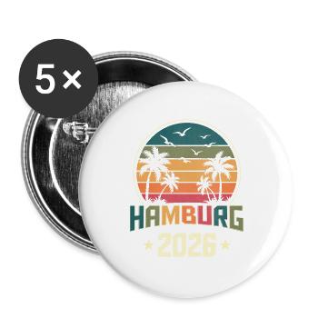 Hamburg 2026 - Buttons large 2.2''/56 mm (5-pack) - white - Front