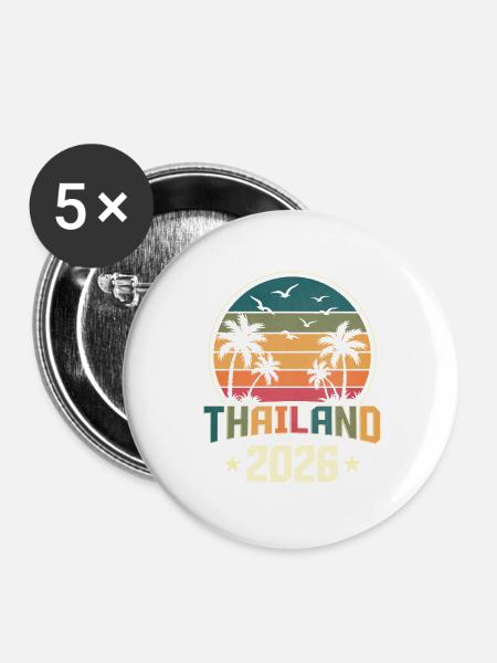 Thailand 2026 - Buttons groß 56 mm (5er Pack) - Weiß
