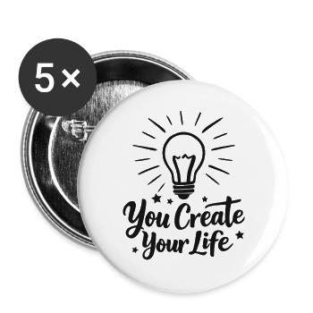 You Create Your Life Light Bulb Inspiration - Buttons large 2.2''/56 mm (5-pack) - white - Front