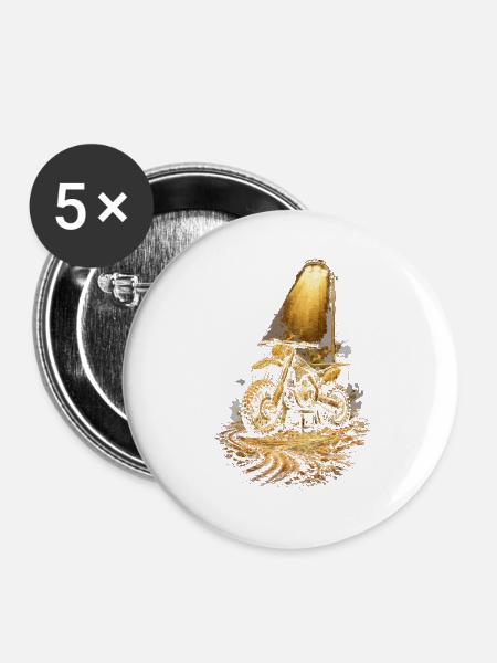 Dirtbike Dirt Bike Motocross - Buttons large 2.2''/56 mm (5-pack) - white
