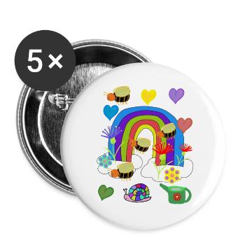 Rainbow Insect Bees Illustration - Buttons large 2.2''/56 mm (5-pack) - white - Front