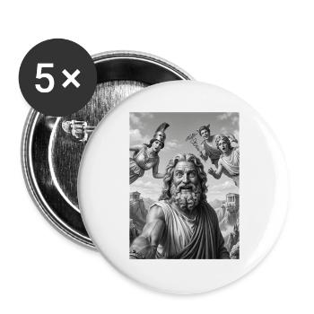 Zeus Selfie mit den Göttern - Buttons groß 56 mm (5er Pack) - Weiß - Vorne