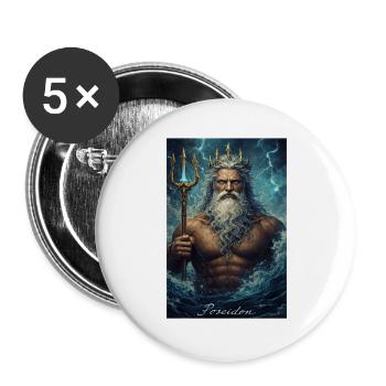 Portrait de Poséidon - Lot de 5 grands badges (56 mm) - blanc - Devant