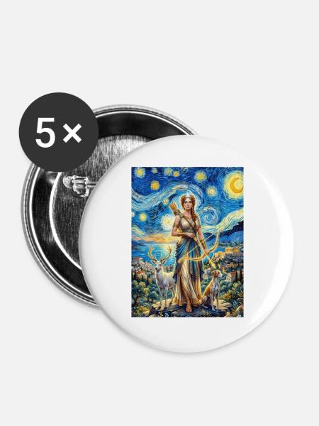 Artemis Sternennacht - Buttons groß 56 mm (5er Pack) - Weiß