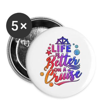 Das Familienurlaubsleben ist auf einer Kreuzfahrtfahrt besser - Buttons groß 56 mm (5er Pack) - Weiß - Vorne