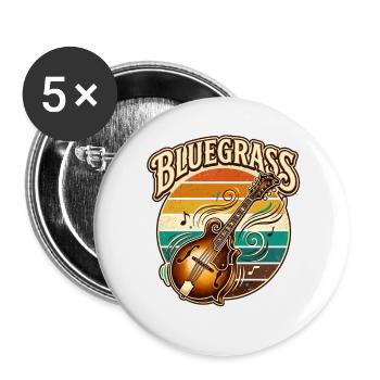 Retro Vintage Bluegrass Music Mandolin - Buttons large 2.2''/56 mm (5-pack) - white - Front