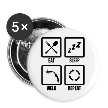 Routine de soudeur - Lot de 5 grands badges (56 mm) - blanc - Devant