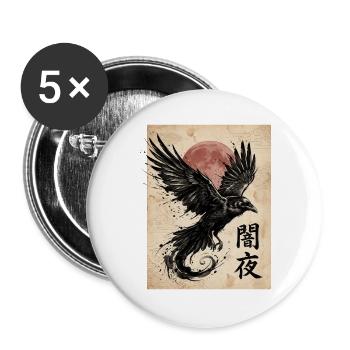 Rabe im Mondlicht - Buttons groß 56 mm (5er Pack) - Weiß - Vorne