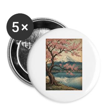 Kirschblüten am Mount Fuji - Buttons groß 56 mm (5er Pack) - Weiß - Vorne