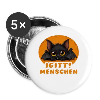 Lustige Igitt ! Menschen Fledermaus - Buttons groß 56 mm (5er Pack) - Weiß - Vorne