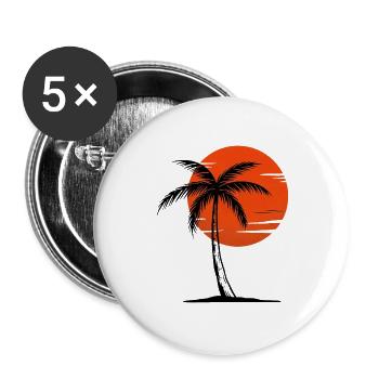 80s Retro Palm Tree Sunset - Buttons large 2.2''/56 mm (5-pack) - white - Front