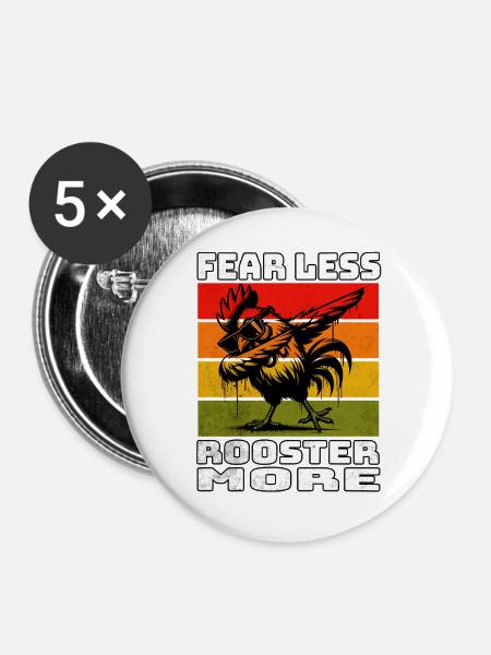 Rooster Hahn - Buttons groß 56 mm (5er Pack) - Weiß