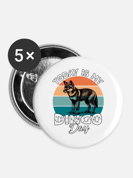 Australischer Wildhund Dingo - Buttons groß 56 mm (5er Pack) - Weiß