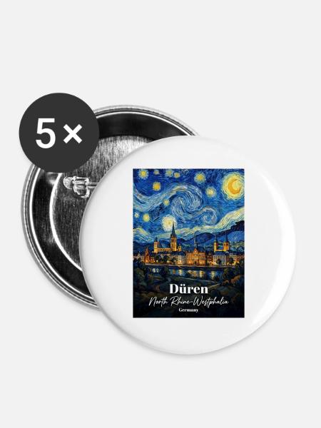 Düren Germany Sternennacht - Buttons groß 56 mm (5er Pack) - Weiß