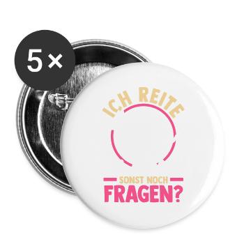 Reiten Pferdeliebhaber Reiterhof Pferde - Buttons groß 56 mm (5er Pack) - Weiß - Vorne