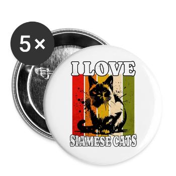 I Love Siamese Cat - Buttons groß 56 mm (5er Pack) - Weiß - Vorne