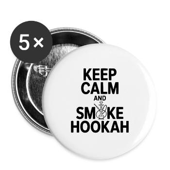 Keep Calm And Smoke Hookah - Buttons large 2.2''/56 mm (5-pack) - white - Front