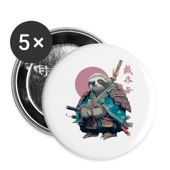 Sloth Samurai in Blue Armor - Buttons large 2.2''/56 mm (5-pack) - white - Front