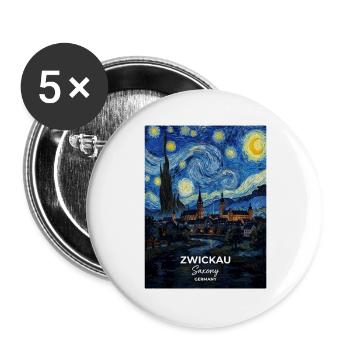 Zwickau Germany in Starry Night Style - Buttons large 2.2''/56 mm (5-pack) - white - Front