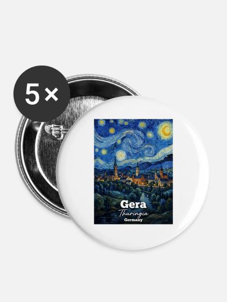 Gera Thuringia Germany Sternennacht - Buttons groß 56 mm (5er Pack) - Weiß
