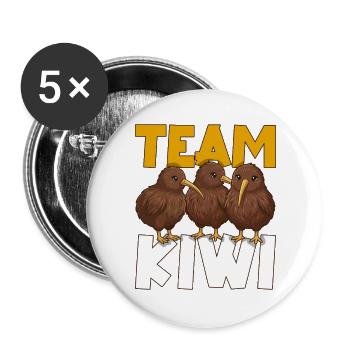 Team Kiwi Vogel Kiwi Tier Süßer Kiwi Neuseeländer - Buttons groß 56 mm (5er Pack) - Weiß - Vorne