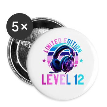 11. Geburtstag Junge Mädchen Gamer Level 11 - Buttons groß 56 mm (5er Pack) - Weiß - Vorne