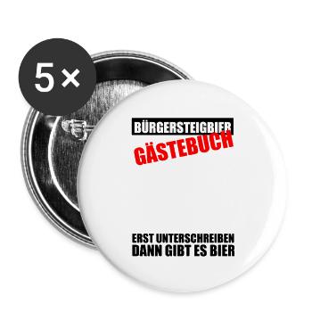Gästebuch Bürgersteigbier Ortskontrollfahrt OKF - Buttons groß 56 mm (5er Pack) - Weiß - Vorne