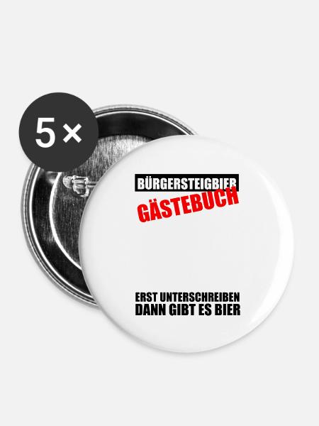 Gästebuch Bürgersteigbier Ortskontrollfahrt OKF - Buttons groß 56 mm (5er Pack) - Weiß