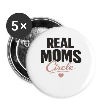 Real Moms Circle Typography for Strong Moms - Buttons large 2.2''/56 mm (5-pack) - white - Front