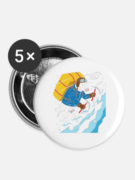 Kuh Alpiner Abenteurer - Buttons groß 56 mm (5er Pack) - Weiß