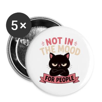 Pas d’humeur à humains, chat drôle - Lot de 5 grands badges (56 mm) - blanc - Devant