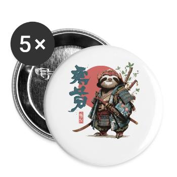 Guerrier paresseux samouraï - Lot de 5 grands badges (56 mm) - blanc - Devant