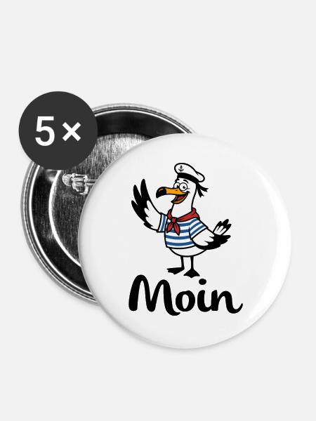 Möwe Moin Matrose - Buttons groß 56 mm (5er Pack) - Weiß