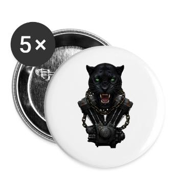 Motorrad Biker V-Twin Motor Skull Panther Rocker - Buttons groß 56 mm (5er Pack) - Weiß - Vorne