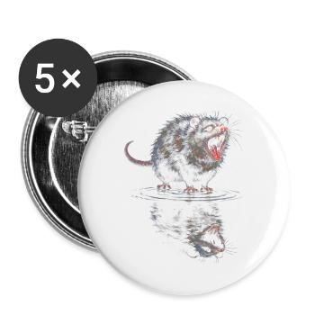 Wasserotter Brüller - Buttons groß 56 mm (5er Pack) - Weiß - Vorne