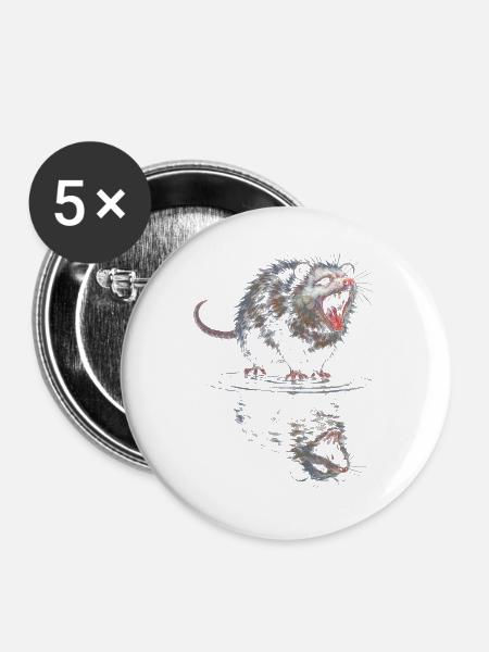Wasserotter Brüller - Buttons groß 56 mm (5er Pack) - Weiß