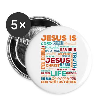Jesus Names Word Christian Typography Design - Buttons groß 56 mm (5er Pack) - Weiß - Vorne