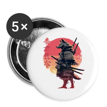 Wolf Samurai at Sunset - Buttons large 2.2''/56 mm (5-pack) - white - Front